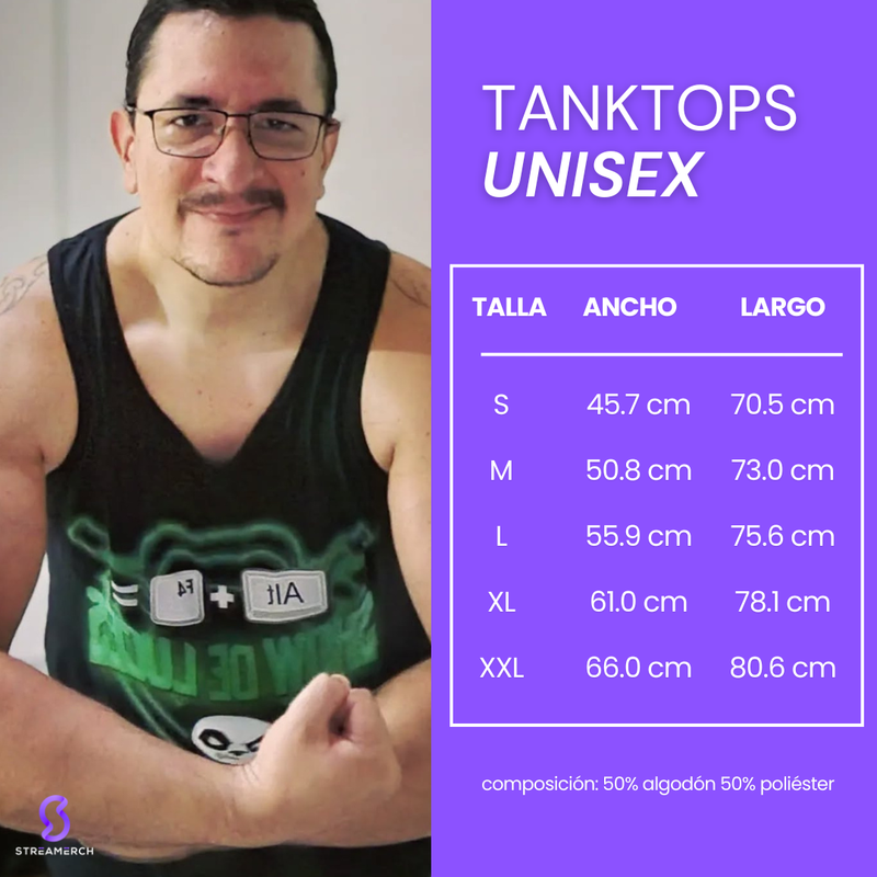 Size chart for CAMISETA TANK TOP 